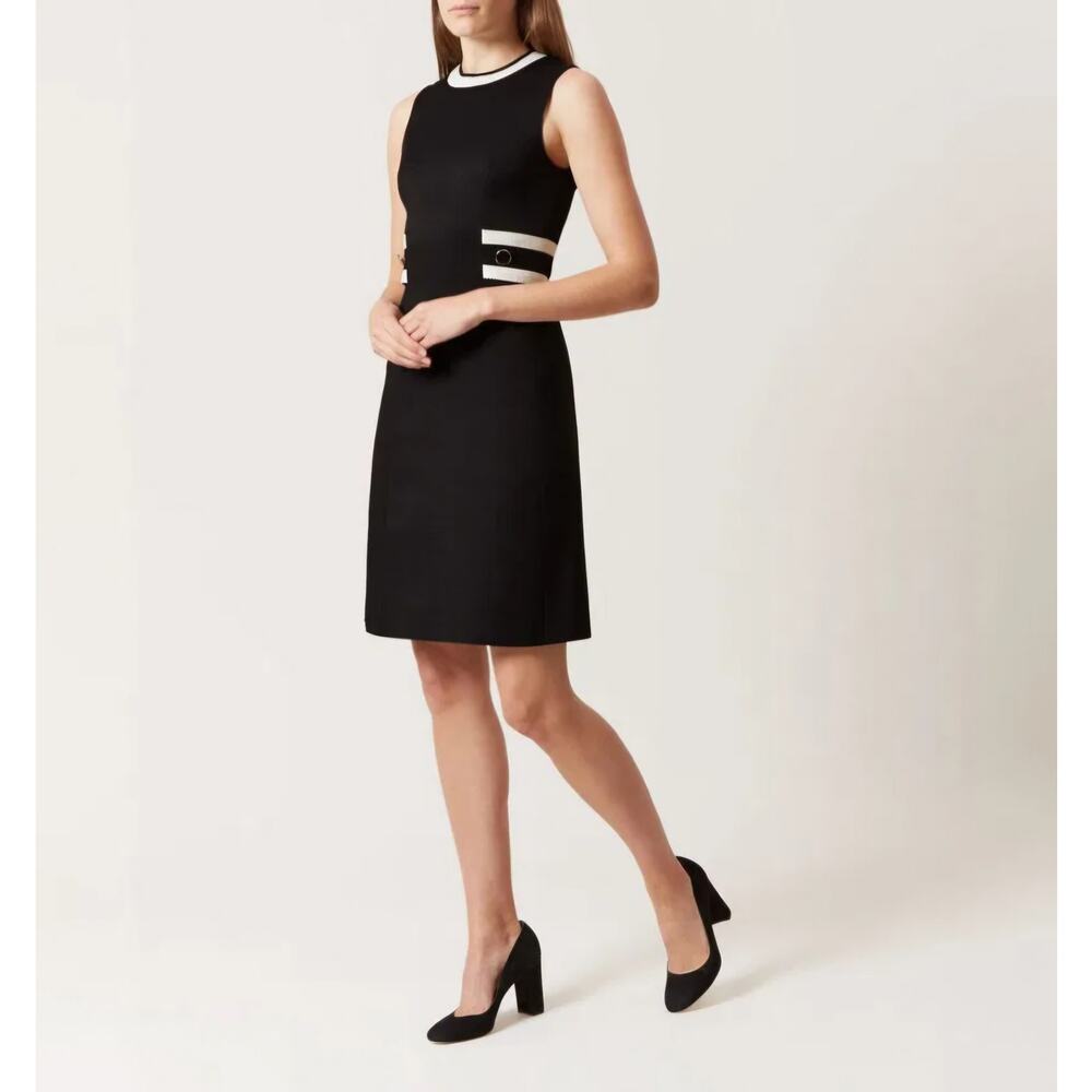 HOBBS London Black Ivory Classic Button Sheath Dress Jacquie Dress US Size 8